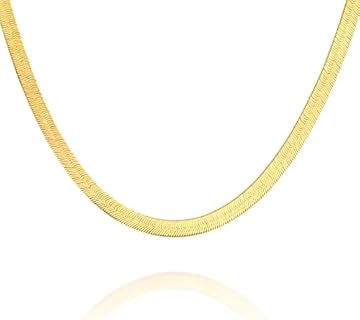 PAVOI Italian Solid 925 Sterling Silver, 22K Gold Plated Chain Necklaces | Snake, Square Box, Cable, Super Flex Curb, Miami Cuban and Rope Diamond-Cut Herringbone Necklace for Women and Men | MADE IN ITALY