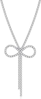 Elegant Women's Bow Pendant Necklace in Gold & Silver - Crafted From Durable Copper with Cable Chain & Shimmering Rhinestone Detailing
