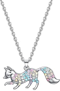 Gold-Plated Fox Pendant Necklace with Rhinestone Embellishments, Durable Cable Chain - Ideal Gift for Women and Girls