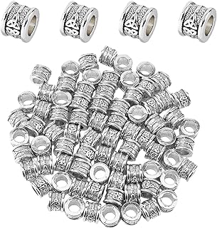 DICOSMETIC Antique Silver Viking Bead Necklace with Tibetan Spacer Beads in Sturdy Alloy with Barrel Design for DIY Jewelry Enthusiasts