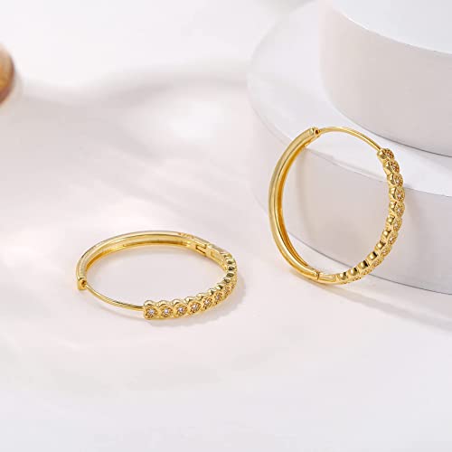 Senteria Sterling Silver Hoop Earrings for Women Heart Silver Hoops Earrings With Cubic Zirconia Small Medium Silver Hoop Earrings Hypoallergenic Silver Cubic Zirconia Hoop Earrings 30mm