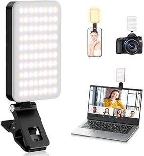 Akdomart Eclairage Video avec 5 Modes, Température 3000K-6500K, Batterie 2000mAh pour TikTok et Vidéoconférences, 80 LED CRI 95+, Pour Telephones et Ordinateurs Portables