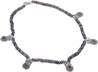 No-Clasp Sterling Silver Labradorite Owl Pendant Necklace, Handcrafted in India for Wisdom Seekers