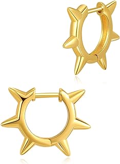MRSXIA Clutchless Back Finding Cuff Earrings for Women - 18K Yellow Gold-Plated-Brass Huggie Hoops Inspired by USA Craftsmanship
