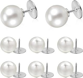 VILLCASE 8 Sets Pearl Brooch Buttons, Women Shirt Brooch Buttons, Pearl Cover Up Button Pin, No Sew Sweater Shawl Clips for Shirt Dress Sweaters Coat Shawl Decoration