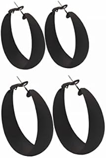 2Pairs Candy Color 4MM and 5MM Women 80s 90s Hoop Earrings Big Chunky Large Retro Neon Earrings for Lady Girl Costume Party Disco Jewelry