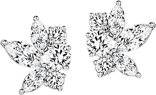 Michooyel Cubic Zirconia Stud Earrings Bridal Wedding Earrings Marquise Diamond Earrings For Women Girls Brides Bridesmaid