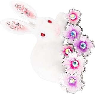 Chic USHOBE Cherry Brooch with Secure Pin Clasp, Faux Leather, Alloy, and Rhinestone Embellishments for Trendy Fashionistas – Bunny Design