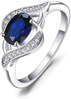 Elegant 1ct Oval Blue Sapphire & 14K Gold Plated Sterling Silver Ring Set for Women