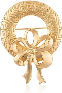 RareLove Gold Flower Vintage Wreath Christmas Brooch Gold Brooch for Ellen Griswold Christmas Costumes, Alloy Plated Big Size Brooches for Women, Vintage Pins,Christmas Jewelry