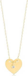 Dainty Diamond Heart Necklace in 14K Yellow Gold | Handcrafted Small Heart Pendant with Cable Chain | Astounding 0.01ct H Color Diamond Artistry | 16.5 Inches | Exceptional Christmas Gift for Women