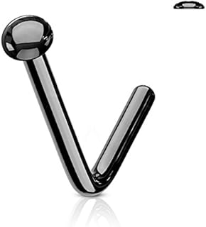 FIFTH CUE Flat Dome Disc End 316L Surgical Steel L Bend Stud Nose Ring