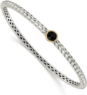 925 Sterling Silver Hinged Polished With 14k 6mm Simulated Onyx Cuff Stackable Bangle Bracelet Jewelry Gifts for Women