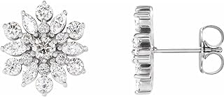 Charming 14K White Gold Vintage Diamond Stud Earrings with Push Back Design for Women