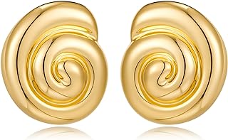 MUYAN Gold Spiral Conch Stud Earrings with Push Back for Women, Elegant Swirl Design, Crafted from High-Quality Brass
