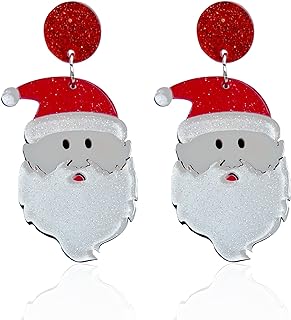 YUNXI Acrylic Christmas Earrings for Women Red and White Stockings Snowman Brown Reindeer Christmas Tree Cute Stud Earrings