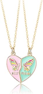 APMGONT Collier d'Amitié Magnétique Ajustable pour 2 Filles, pendentif en forme de coeur, 45cm + 5cm de chaîne, idéal pour Anniversaire, Noël et Bijoux d'Amitié