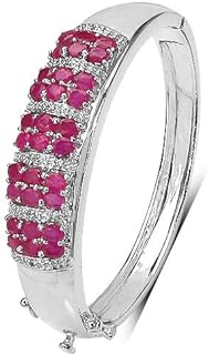 7.50 ct. t.w. Ruby and White Topaz Bangle in Sterling Silver