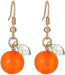 French Wire Back Orange Fruit Drop Earrings in Zinc for Women - Nature-Inspired Design