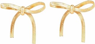Chic Gold Bow Dangle Earrings Made of Zinc - Push Back for Secure Fit - Ideal for Women - Elegant Minimalist Design