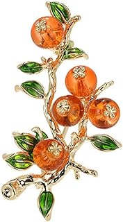 Cute Autumn Persimmon Brooch Lapel Pins Fruit Badge Good Lucky Persimmon Brooch Clothing Coat Accessories for Women Wedding Jewelry Gifts