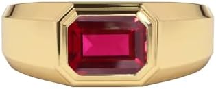 Sophisticated MRENITE Sterling Silver or 10K/14K/18K Gold Men's Wedding Ring with 1-Carat Ruby in an Elegant Emerald Cut Design