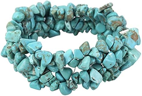 5-Layer Turquoise Gemstone Beaded Stretch Bracelet - Box Chain Design for Women and Teen Girls