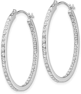 14K White Gold Diamond Round Hinged Huggie Hoop Earrings