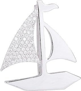 Versatile Alloy Sailboat Brooch with Pin Clasp, Perfect for Men and Women, Rhinestone Crystal Design