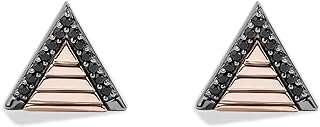 Jewelili Star Wars™ Fine Jewelry Fennec Shand™ Stud Earrings In 10K Rose Gold and Sterling Silver with 1/5 Ct.Tw. Black Diamonds