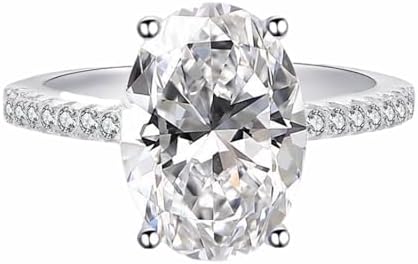Oval Cubic Zirconia 925 Sterling Silver Engagement Ring for Sophisticated Women