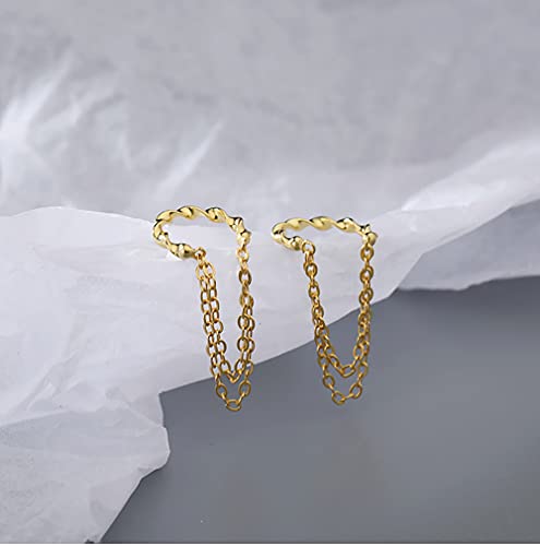 Solid 925 Sterling Silver Cuff Earrings Chain Cartilage Wraps for Women Girls Minimalist Cuff Earrings No Piercing
