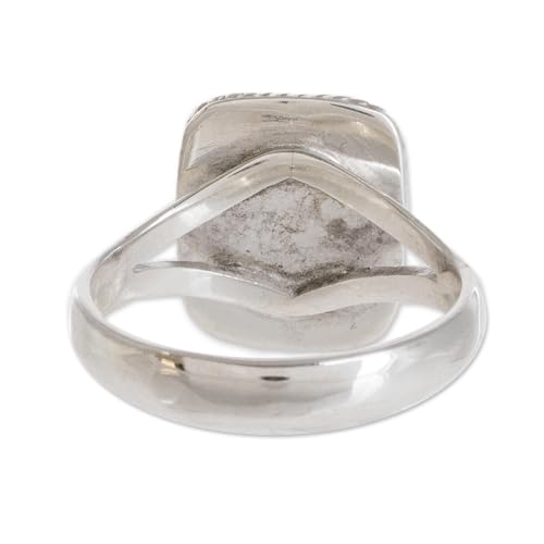 NOVICA Artisan Handmade Jade Cocktail Ring .925 Sterling Silver Single Stone Guatemala Hemlock Desert Sage 'Life Divine'