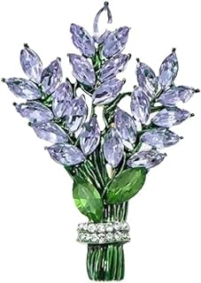 Lavender Diamond Mother's Brooch with Pin Clasp and Rhinestones, Alloy Steel Gold-Plated Floral Design - Fashion Accent for Women