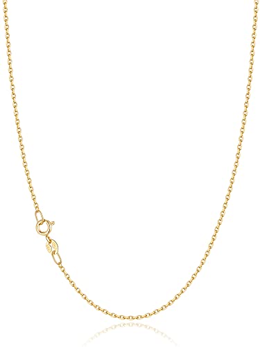 Solid 18k Gold Over 925 Sterling Silver Chain Necklace for Women Girls, 1.2mm Cable Chain Necklace Super Sturdy & Shiny Women's Chain Necklaces 14/16/17/18/20/22/24 Inches