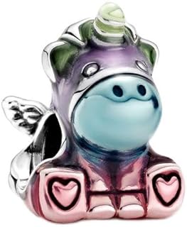 Enchanting Pandora Rainbow Unicorn Charm Bracelet with Sterling Silver Chain for Women, Bruno the Unicorn Design