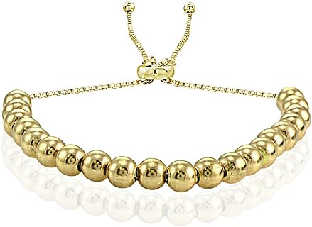 Hoops & Loops Sterling Silver 4mm Bead Adjustable Bracelet