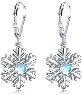 JUSTKIDSTOY Snowflake Earrings 925 Sterling Silver Christmas Snowflake Dangle Drop Earrings Winter Holiday Jewelry Gifts for Women Girls