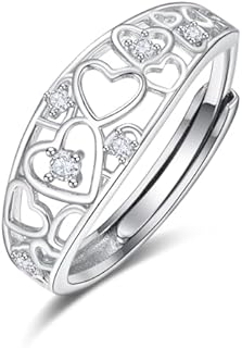 Sterling Silver Infinity Celtic Knot Heart Engagement Ring with Cubic Zirconia for Women, Adjustable Size