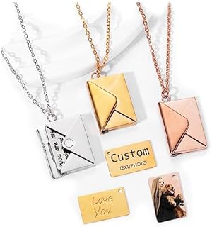 Custom Envelope Necklace With Secret Message, Letter Necklace, Envelope Name Locket Necklace, Couple Jewelry, Best Friend Gift