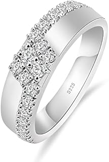 Moissanite Wedding Band for Women, 0.5 ct D Color VVS1 Lab Created Diamond Sterling Silver Rings Half Eternity Rings for Her Gift