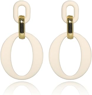 Acrylic Geometric Earrings for Women Fashion Acrylic Square Oval Statement Earrings Geometric Drop Dangle Earrings Party Jewelry Candy Color (Beige oval)