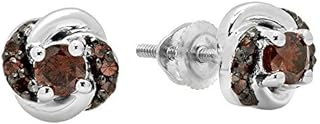 Dazzlingrock Collection 0.45 Carat (ctw) 14K Round Champagne Diamond Ladies Orbit Frame Stud Earrings 1/2 CT, White Gold