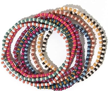 INK + ALLOY Beaded Stackable Bracelets for Women, Sage Stretch Boho Summer Bracelet Stack, Handmade Jewelry for the Modern Bohemian, Set of 10