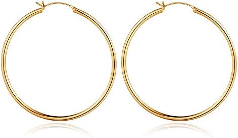 M MOOHAM Gold Hoop Earrings for Women, 14K Real Gold Steling Silver Post Hypoallergenic Hoops Earrings Lightweight Small Gold Hoops Earrings 13-60mm
