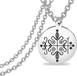 Cable Chain Voodoo Bead Necklace with Lobster Clasp for Mystique Lovers, Unique Witchy Pendant Design