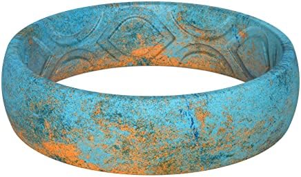 ThunderFit Silicone Wedding Bands for Women, Breathable Printed Design Rubber Engagement Rings 5.5mm Wide 1.8mm Thick - 1/2 Variety Multipack