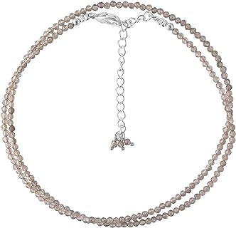 Energy Healing Smoky Quartz Beaded Necklace with Durable Brass Ball Chain, Pendant Design, Perfect Gift for Her