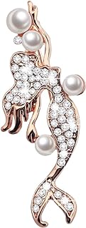 Elegant Alloy Mermaid Brooch with Pin Clasp, Embedded with Pearl Rhinestones, Ideal Accessory for Women and Girls, Perfect for Wedding and Parties