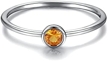 Simple Birthstone Rings for Women Girls Jewelry 925 Sterling Silver Colorful Cubic Zirconia Stackable Promise Ring Gift for Her